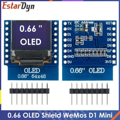 0.66 inch OLED LED LCD Dispaly Shield Compatible  for WEMOS D1 MINI ESP32 64X48 0.66 inch Display 0.66" oled module IIC I2C