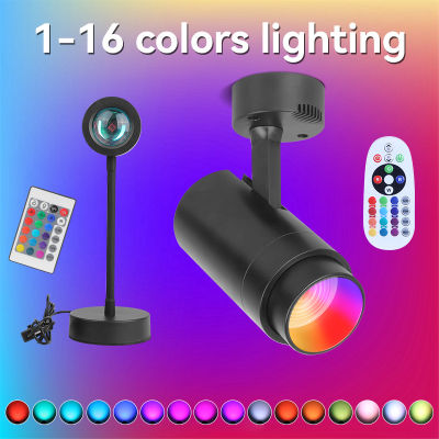 Led Sunset RGB Lamp Projection Stage Light Rainbow Atmosphere Mood Neon Night Lights For Home Bedroom Bar Live Decoration Gift