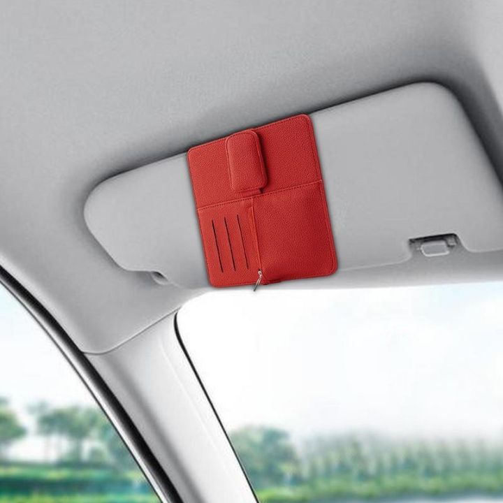 car-sun-visor-organizer-sunglass-holder-leather-magnetic-sun-visor-glasses-holder-clip-car-accessories-interior-visor-organizer