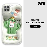 เคสโทรศัพท์มีลายคลื่น YBD สำหรับ A15S A15 OPPO A54S 4G A73 5G ต้นกระบองเพชรน่ารักและกระต่ายรูปแบบวัสดุซิลิโคนกล้องครอบคลุมเต็มรูปแบบ