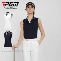 PGM Summer Women Slim Golf T-shirts Quick-dry Sleeveless Vest Female V-neck Tank Tops Breathable Casual Sportswear S-XL