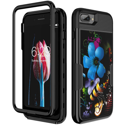 เคสไอโฟน 8 พลัส,เคสไอโฟน 7 พลัส,เคสไอโฟน 6 เอสพลัส,หญิงสาวดอกไม้ดอกไม้หนักกันกระแทกพลาสติกแข็ง + ซิลิโคนไฮบริดเคสสำหรับ iPhone 8/ iPhone 7/iPhone 6 วินาที 6