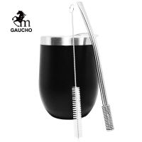 1 Set/Lot Yerba Mate Milk Tea Cup Stainless Gourds Calabash 350ML Heat Insulation With Lid Include Filter Straw &amp; Cleaning Brush