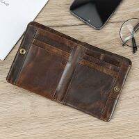 Newsbirds Leather Short Wallet Card Purse Bifold Coins Holder Short Purse Male Leather Mens Wallet Real Cowskin Zipper Wallet Card Holders