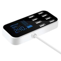 A9S Fast Car Charger 8 Port Multi USB LCD Display 12V Phone Charger USB Hub for Phone Tablets DVR Car Chargers