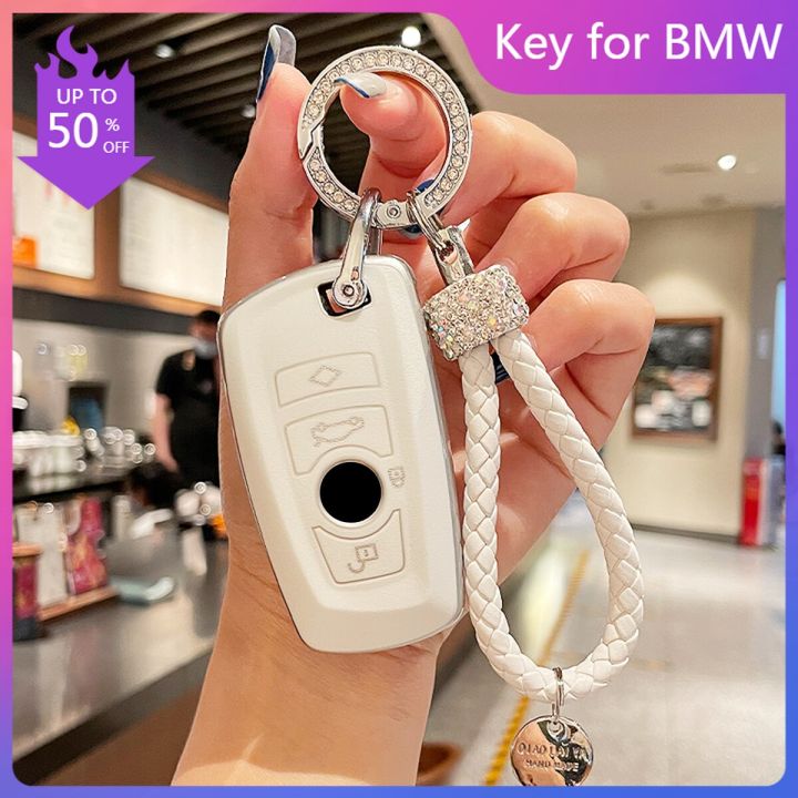 white-tpu-car-key-case-fashion-auto-remote-key-shell-cover-keychain-women-for-bmw-e90-f30-e88-520-525-1-3-5-x3-x5-car-styling