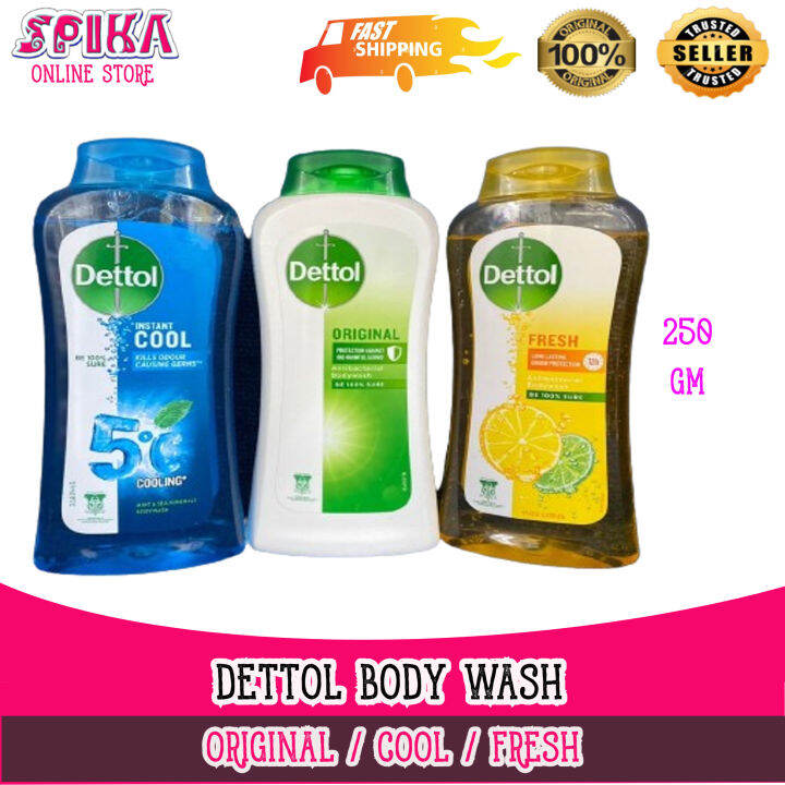 DETTOL ANTIBACTERIAL BODY WASH 250G ( INSTANT COOL, FRESH & ORIGINAL ) Lazada