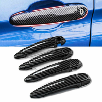 Car Carbon Fiber Style Exterior Door Handle Cover Sticker Trim for BMW 3 Series E90 E91 Sedan X1 X2 X3 2009-2012 Car Styling