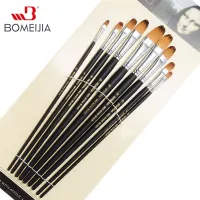 9Pcs Artist Paint Brushes Nylon Filbert Paint Long Handle Painting Brush Set for Oils  Acrylic  Gouache &amp; Watercolor Painting Cups  Mugs Saucers