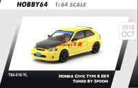 1:64 Honda Civic Type R EK9 Yellow Alloy toy cars Metal Diecast Model Vehicles For Children Boys gift hot