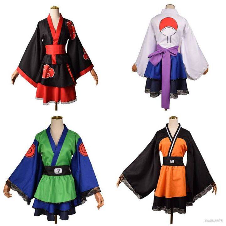 Naruto Cosplay Kimono Dress Long Sleeve Tops Skirt Costume Anime 