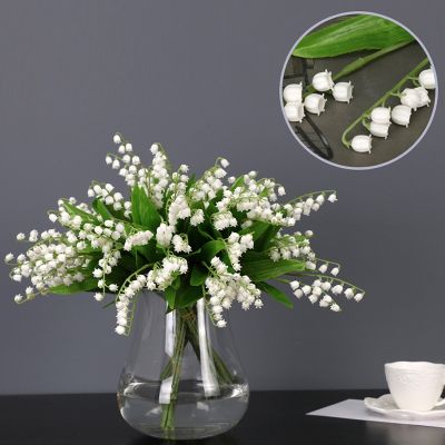 White Simulated Lily Valley Plastic Flower Single Bell Orchid Small Fresh Touch INS Chime Flower Decorative Artificial Flower
