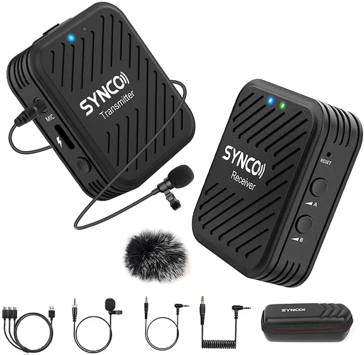 SYNCO G1 A1 Wireless Microphone แบบหนีบปกเสื้อ ชุดไมโครโฟนไร้สาย 2.4GHz