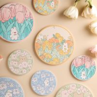 【CC】 Cartoon and Coaster Household Mug Coasters Absorbent Corkwood Non-slip Placemat