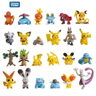 24ชิ้น/เซ็ต Pokemon 4-5 Cm Pikachu การ์ตูนอะนิเมะของเล่นสำหรับเด็กโมเดลของเล่น Kado Ulang Tahun