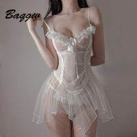 ♣ yueshilu010514 Dresses Nightwear Babydolls Color Mesh Drawstring See Through Embroidery Intimate Costume