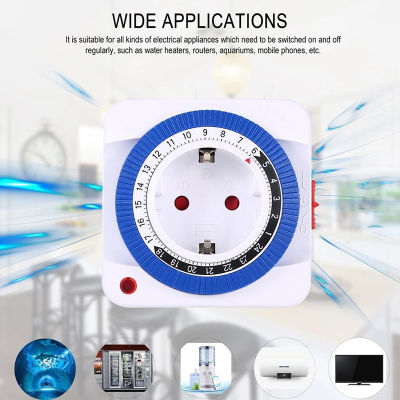 24 Hours Smart Timer Socket Switch EUUS Plug Home Electrical Appliances Timing Mechanical Auto-OnOff Inligent Timer Switch