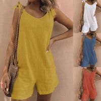 Fashion Jumpsuit Women Pure Color Pocket Ladies Loose Casual Jumpsuit Summer