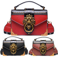 Fashion Girl Metal Lion Handbags Crossbody Bags Totes Women Metal Lion Head Brand Shoulder Purse Mini Square Bag