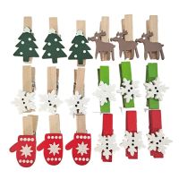 100 Pieces Christmas Wooden Clips Mini Wooden Craft Clothing Clips Photo Paper Pin Craft Clips Picture Note Clips