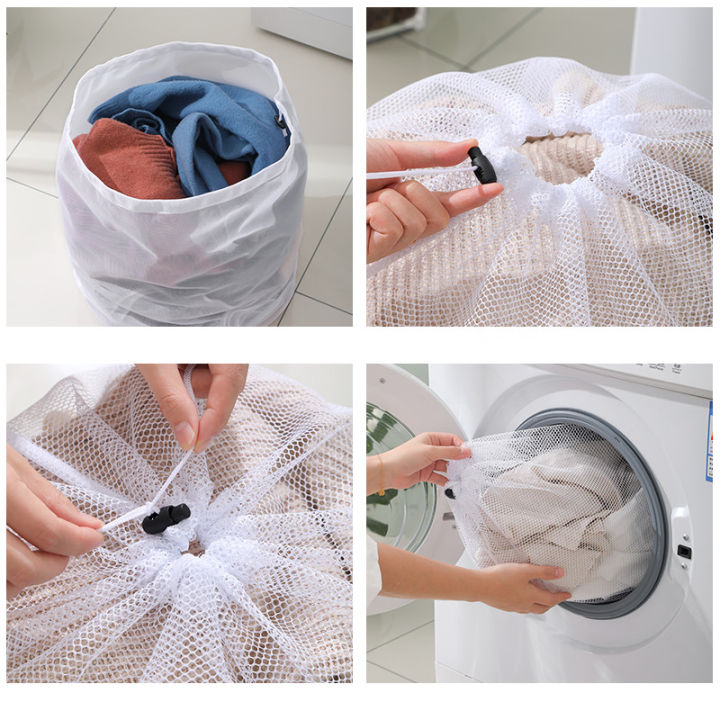 new-drawstring-large-size-bathroom-washing-laundry-bag-clothing-care-foldable-protection-net-filter-socks-underwear-washing