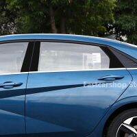 สติกเกอร์แต่งหน้าต่างพีซีติดสีดำคาร์บอนไฟเบอร์เสารถยนต์สำหรับ Hyundai Elantra CN7 Sedan 2020 2021 2022