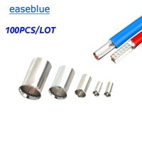 100PCS EN Series Non-Insulated Wire Connector Ferrules Electrical Cable Terminal Copper Bare Tinned Crimp Terminal 22-10 AWG Electrical Connectors