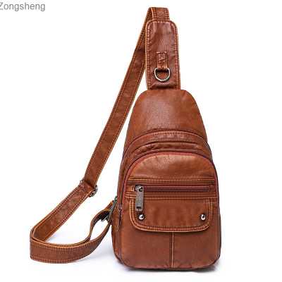 Zongsheng กระเป๋าหนังนิ่มสำหรับผู้หญิง,กระเป๋าหนังนิ่มกระเป๋าหน้าอกหนังหย่อนใจแฟชั่นกระเป๋าเล็กสำหรับเดินทาง