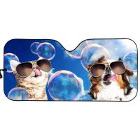 Funny Auto Sun Shade Cute Animal Cat Dog Print Car Front Window Sunshade Universal Folding Windshield Visor For Car SUV Truck