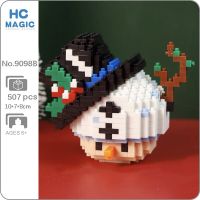 PPZ 9098B Merry Christmas Snowman Head Festival Hat Branch Monster Mini Diamond Blocks Bricks Building Toy for Children no Box