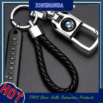 Carbon Fiber Black Leather Key Chain Keyring Horseshoe Buckle RS Logo fits  AUDI