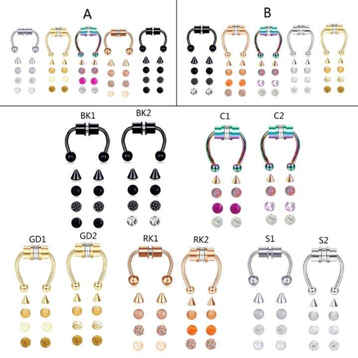 1-5-sets-fake-septum-piercing-magnetic-horseshoe-nose-ring-non-piercing-clip-stainless-steel-reusable-crystal-nose-hoop-jewelry