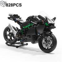 828PCS การวิเคราะห์รถจักรยานยนต์บล็อกตัวต่อ Kawasakied H2R เมืองสีดำมอเตอร์ไซด์แข่งรถอิฐของขวัญของเล่นสำหรับเด็ก