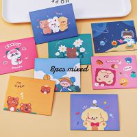 8pcs Cartoon Ins Bear Postcard Cute Diy Window Envelope Memo Card Festival Card Gift Letter Paper School Stationery