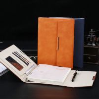 [Hagoya Stationery Stor] A5แบบรีฟิล Binders PU Leather Notebook Chic Design Binder Organizer Vintage Journal For Business Women Men Office Use