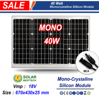 SOLAR BESTTECH แผงโซล่าเซลล์ Mono Crystalline 40W รุ่น GSPV40M เทคโนโลยีใหม่ Solar Panels