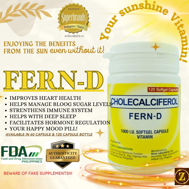 Fern D Vitamin D cholecalciferol Supplement 60 softgels capsules 1000 ...