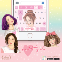 Beautiful girl 1 Keyboard Theme⎮(E-Voucher) for Pastel Keyboard App