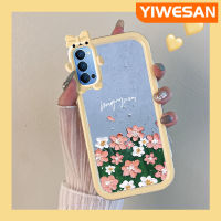 YIWESAN เคสสำหรับ OPPO Reno 4 5G Reno4 5G Reno 4 SE ลายน้ำมันเคสดอกไม้ลวดลายโบว์น๊อตเคสนิ่มทนต่อการขัดถูเคสโทรศัพท์โปร่งใสฝาครอบป้องกันเลนส์กล้องถ่ายรูปซิลิก้าเจล TPU