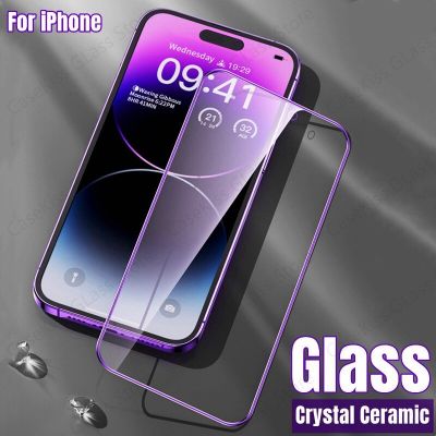 Crystal Ceramic Glass for iPhone 14 13 12 11 Pro Max 14plus Full Cover Screen Protector Color Tempered Film New Design 2023
