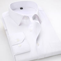 New Style Mens Shirts Long Sleeve Casual Solid Twill Male White Dress Shirt Formal Work Office Menswear Cam. Masculina4XL