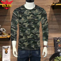 EILEN เสื้อยืดแขนยาวผู้ชาย,เสื้อยืดลายพรางยุทธวิธีใหม่ฤดูใบไม้ผลิเสื้อระบายอากาศแห้งเร็ว