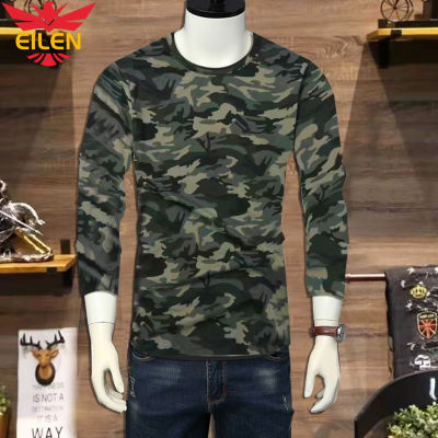 EILEN เสื้อยืดแขนยาวผู้ชาย,เสื้อยืดลายพรางยุทธวิธีใหม่ฤดูใบไม้ผลิเสื้อระบายอากาศแห้งเร็ว