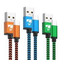 สายชาร์จ USB C 1M/1.8M (Pack of 3)1กล่องมี3เส้น สายชาร์จแบบผ้า สายชาร์จแอนดรอยด์（ Nylon Braided Type C Charger Cable）รองรับ รุ่น Samsung Galaxy S8 S9 S10 A20 A40 A50 huawei P20 P30 OPPOVIVO