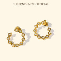 Shependence ต่างหูก้านคริสตัลทรงไดมอนด์ (Crystal Diamond Shape Illusion Stud Earrings)