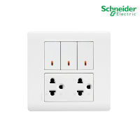 Schneider Electric ชุดสวิตช์ทางเดียวขนาด 1ช่อง 3ตัว+เต้ารับคู่ 3ขา ขนาด 3ช่อง พร้อมฝาครอบขนาด 6ช่อง สีขาว รุ่น ZENcelo สั่งซื้อได้ที่ร้าน  PlugOn