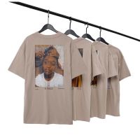 ❤❀[Spot]❤❤High Street Fear Of God Family and Friends Limited Hairstyle Character Head Print Casual Short Sleeve Round Neck T-Shirt