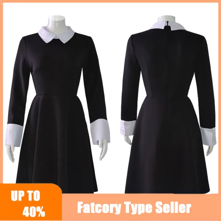 MUGE Netflix The Addams Family Cosplay Costume Wednesday Addams Women ...