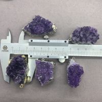 5A Natural Amethyst Cluster Plated Gold Silver Pendant Jewelry Accessories Decoration