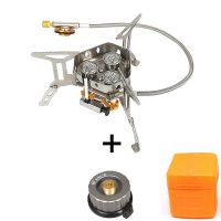 3 burners - adapter Outdoor Portable Three Core Furnace 1/3 Burners Camp Gas Stove Portable Windproof Burner Folding Ultralight Picnic Cooking Stove